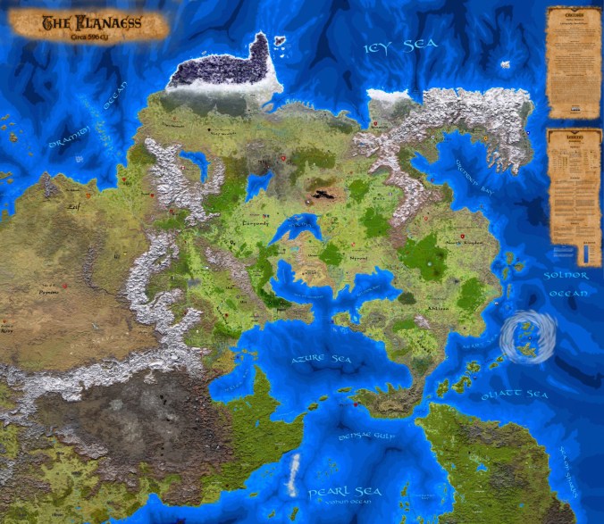 Kuvassa kartta Flanaessista