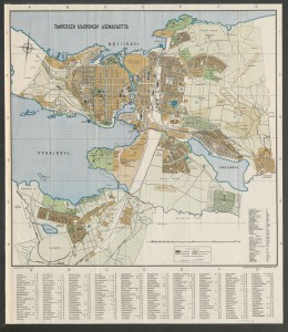 Kuvassa vanha Tampereen kartta. 