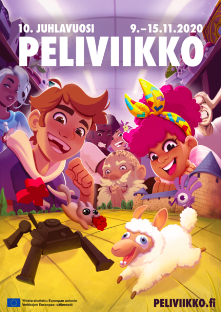 kuvassa peliviikon juliste, 10. juhlavuosi, peliviikko 9.-15.11.2020