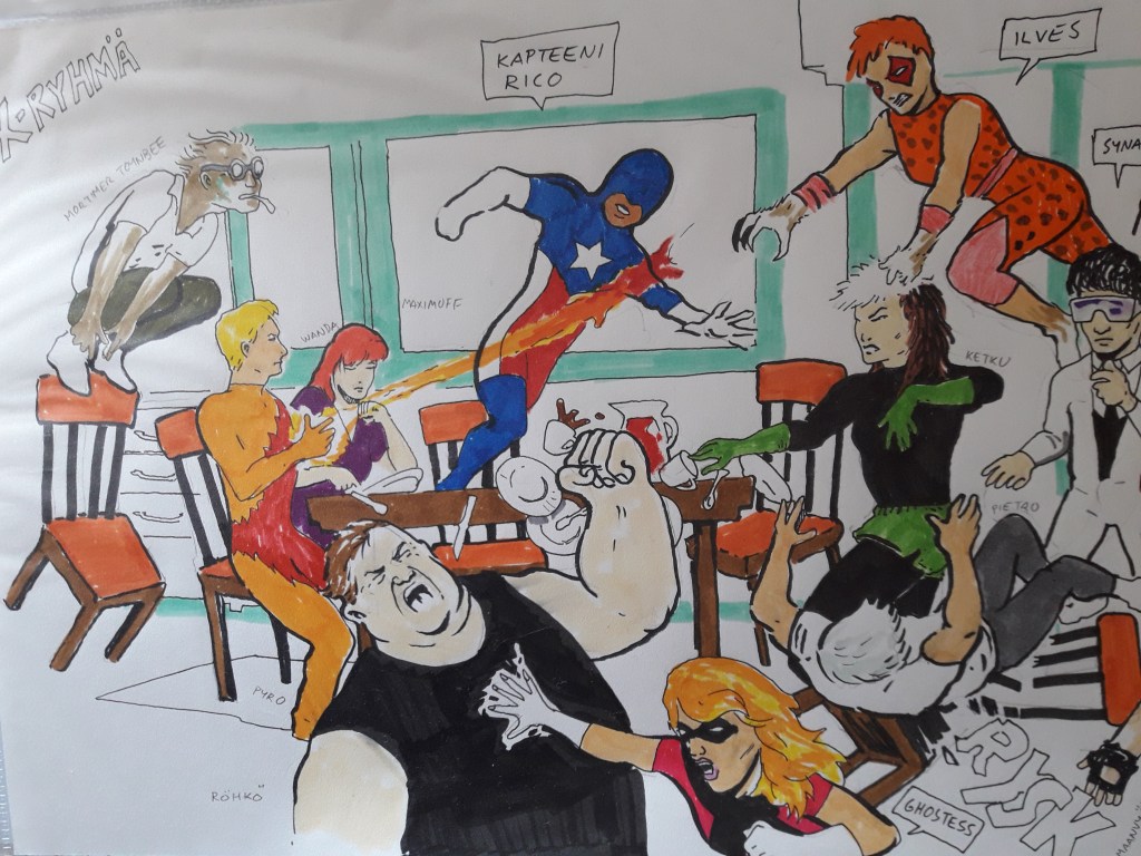 Joukko supersankareita taistelemassa pahiksia vastaan. Mukana Mortimer Toynbee, Wanda, Maximuff, Kapteeni Rico, Röhkö, Ilves, Ketku, Ghostess ja Pietro.