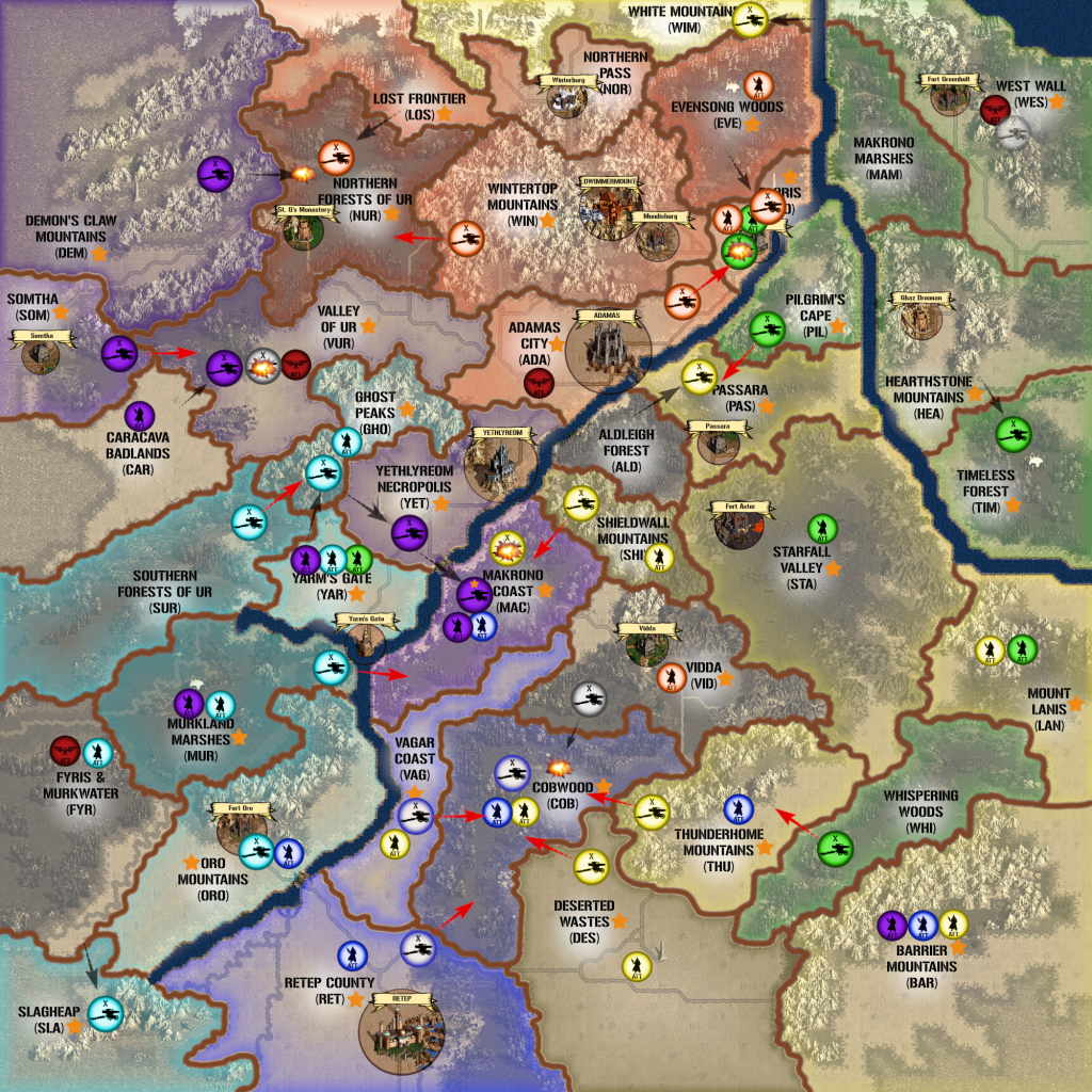 Dilomatiapelin pelitilannekartta. 